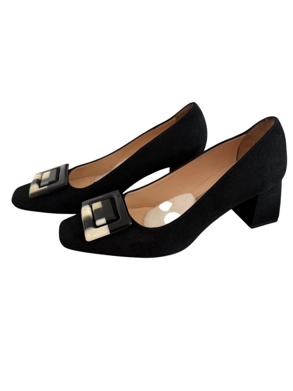 Diane B. Milano Womens Chunky Heel Suede Pumps Size US 7.5 Buckle Detail Classic - Picture 2 of 16